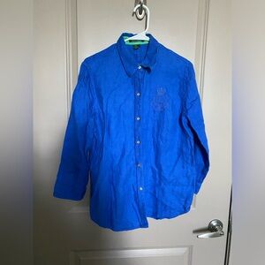 Ralph Lauren Womens Large Royal Blue 3/4 Sleeve Button Up
